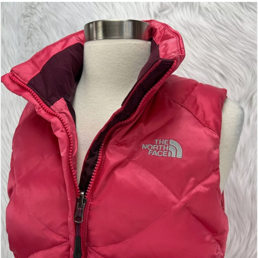 The North Face Bright Pink Vest 550 Goose Down Full Zip Insulated Quilted Winter - Picture 4 of 16